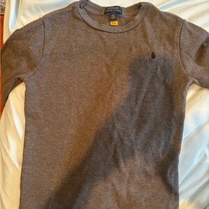 Long sleeve waffle knit cotton shirt